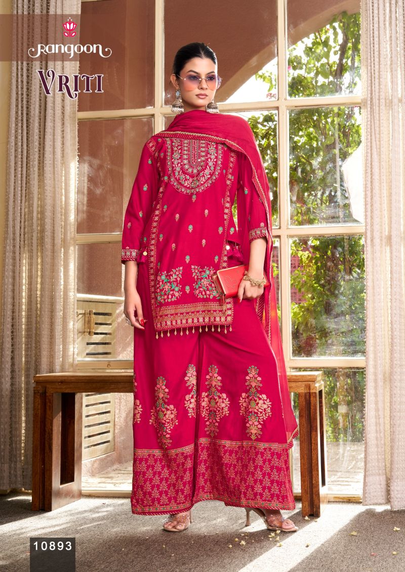 Rangoon Vriti Rayon Printed Khatli Handworked Salwar Kameez Catalog — Wholesale Readymade Suit, Vardan Ethnic wholesale from Surat — view 3