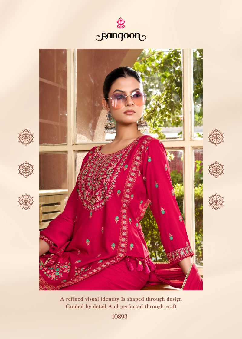 Rangoon Vriti Rayon Printed Khatli Handworked Salwar Kameez Catalog — Wholesale Readymade Suit, Vardan Ethnic wholesale from Surat — view 4