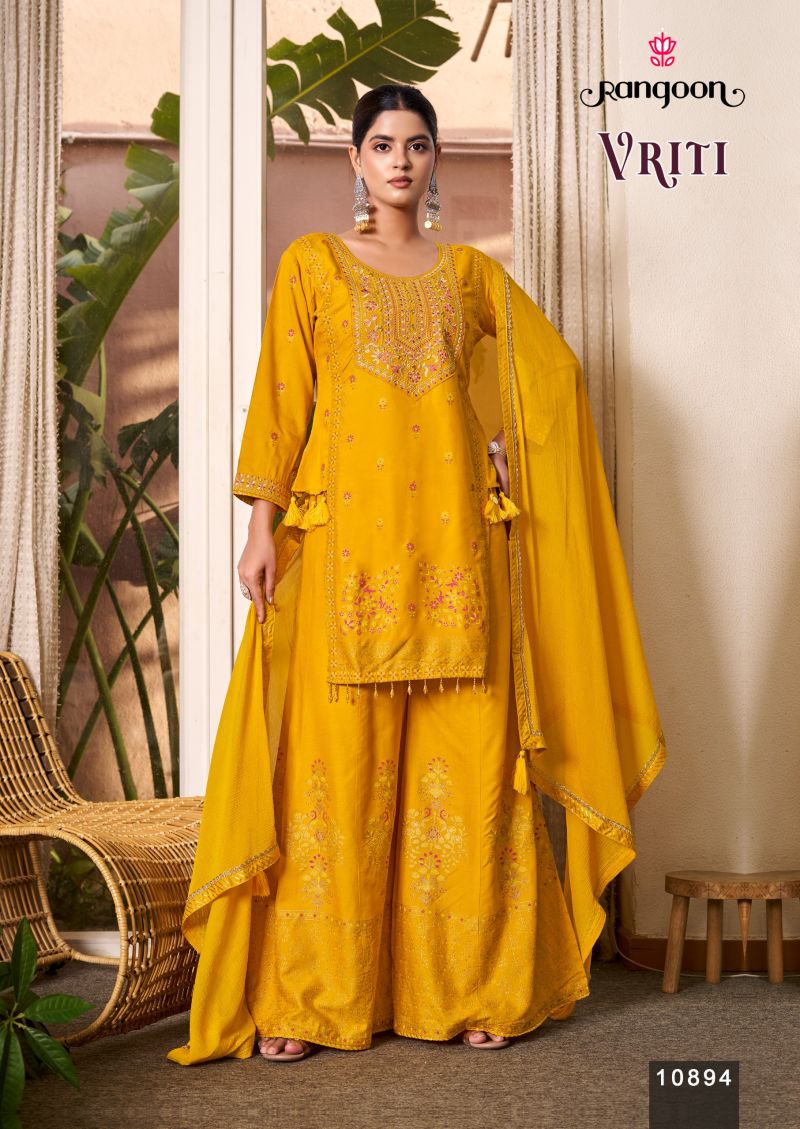 Rangoon Vriti Rayon Printed Khatli Handworked Salwar Kameez Catalog — Wholesale Readymade Suit, Vardan Ethnic wholesale from Surat — view 2