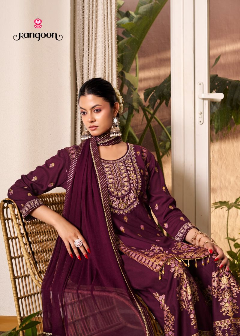 Rangoon Vriti Rayon Printed Khatli Handworked Salwar Kameez Catalog — Wholesale Readymade Suit, Vardan Ethnic wholesale from Surat — view 6