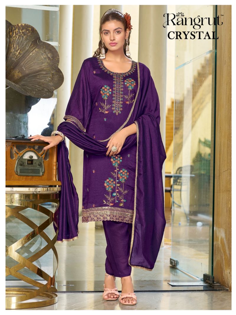 Rangrut Crystal Vichitra Embroidered Salwar Kameez Catalog — Wholesale Readymade Suit, MPA wholesale from Surat — view 6