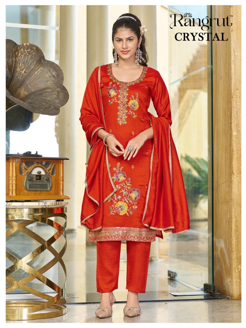 Rangrut Crystal Vichitra Embroidered Salwar Kameez Catalog — Wholesale Readymade Suit, MPA wholesale from Surat — view 5