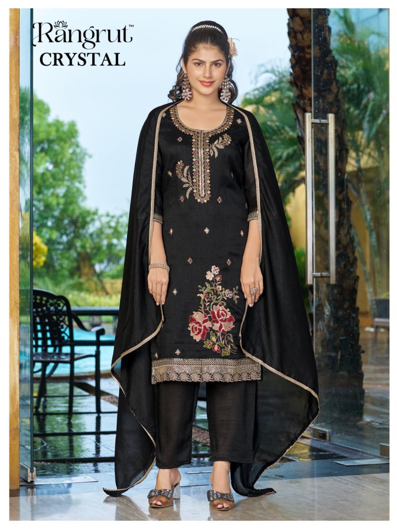 Rangrut Crystal Vichitra Embroidered Salwar Kameez Catalog — Wholesale Readymade Suit, MPA wholesale from Surat — view 4