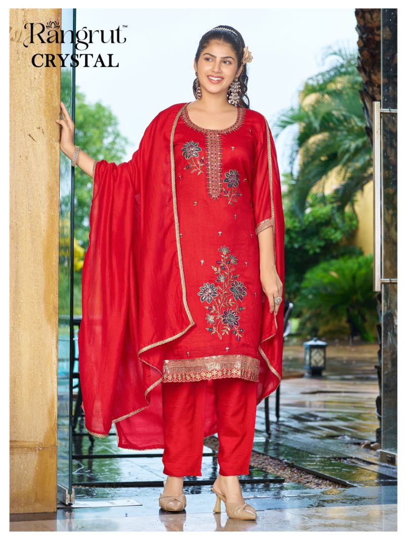 Rangrut Crystal Vichitra Embroidered Salwar Kameez Catalog — Wholesale Readymade Suit, MPA wholesale from Surat — view 3