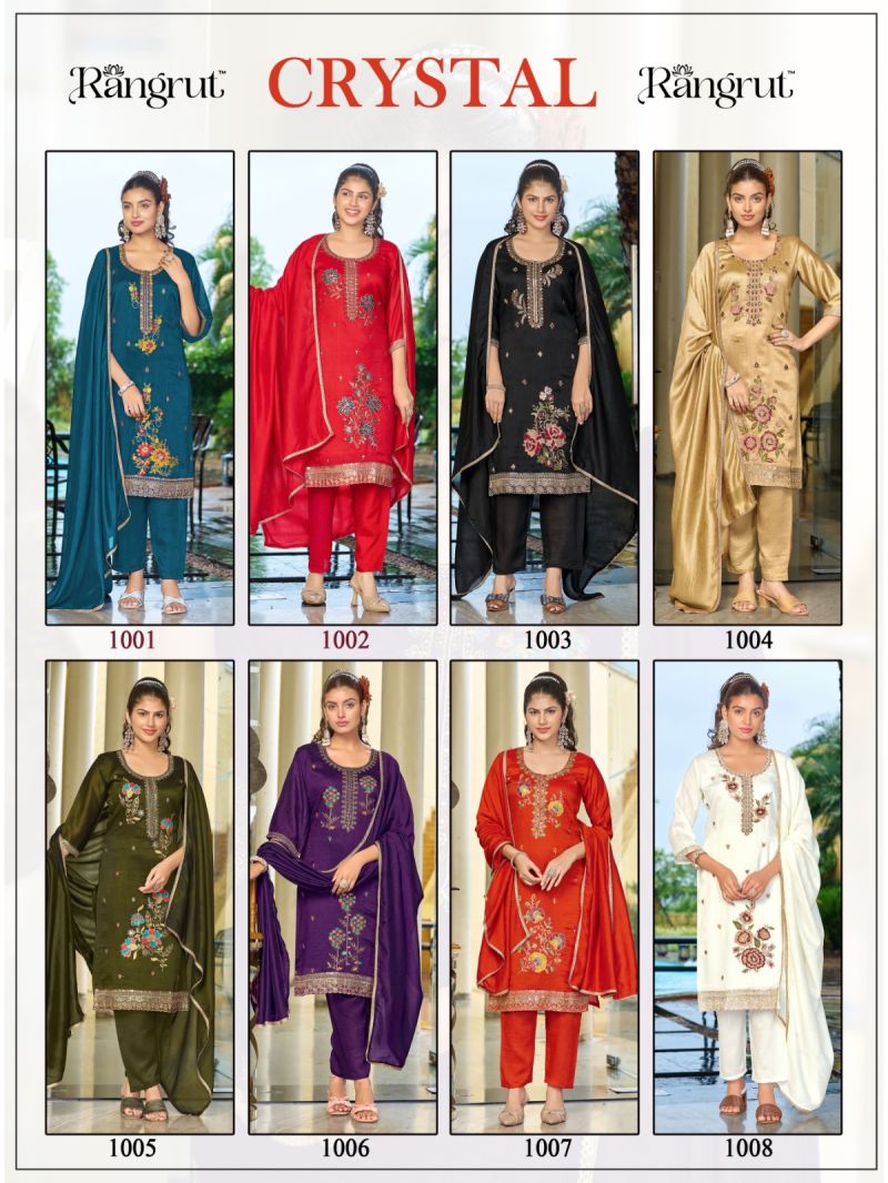 Rangrut Crystal Vichitra Embroidered Salwar Kameez Catalog — Wholesale Readymade Suit, MPA wholesale from Surat — view 2