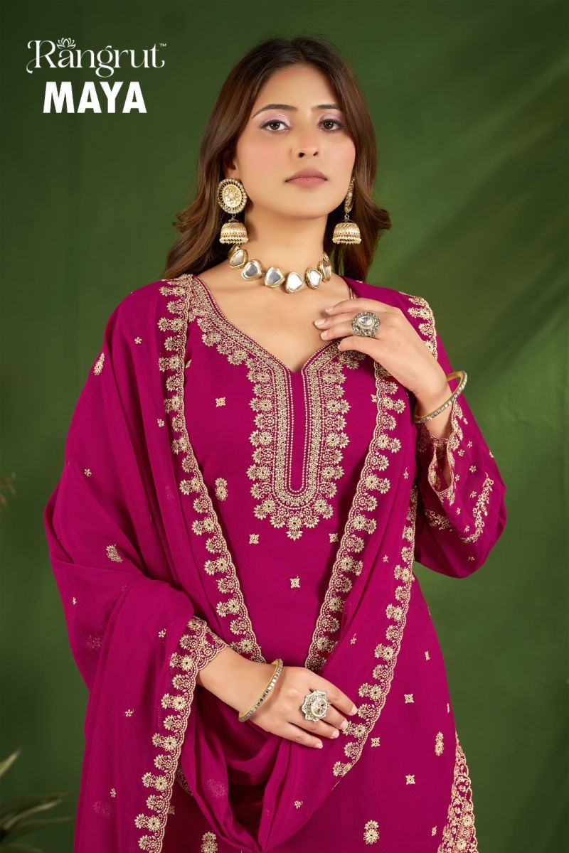 Rangrut Maya Georgette Embroidered Salwar Kameez Catalog — Wholesale Kurti Pant Set, Vardan Ethnic wholesale from Surat — view 8