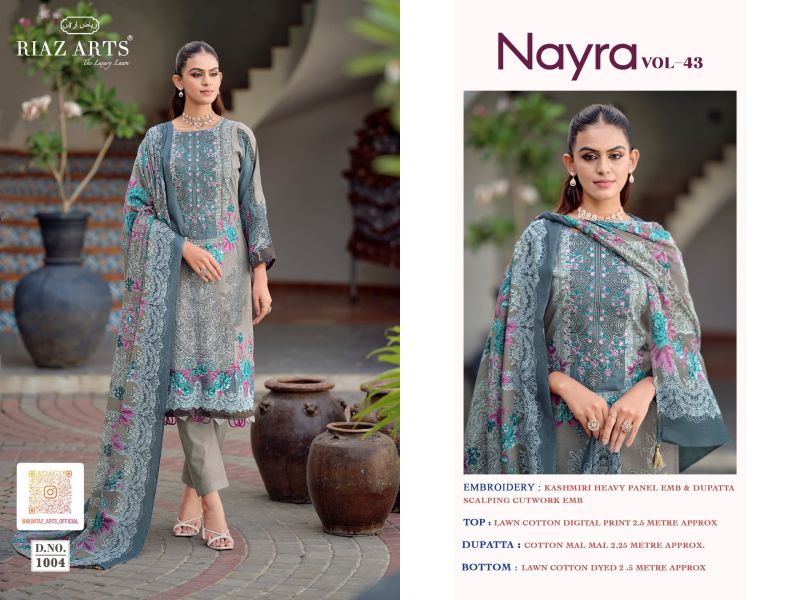 Riaz Arts Nayra Vol 43 Cotton Digital Printed Dress Material Catalog — Cotton Dress Material, Vardan Ethnic wholesale from Surat — view 4