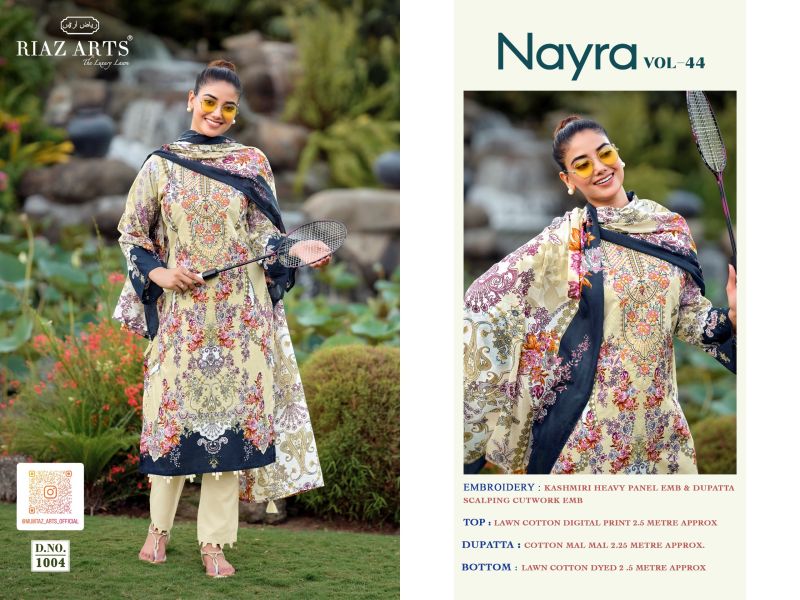 Riaz Arts Nayra Vol 44 Cotton Digital Printed Dress Material Catalog — Cotton Dress Material, Vardan Ethnic wholesale from Surat — view 5