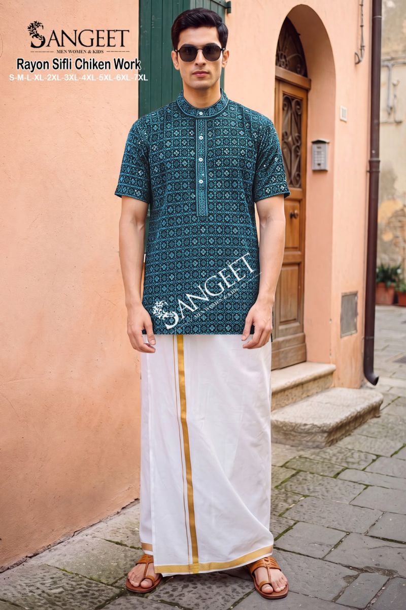 Sangeet Rayon Sifli Chicken Work Vol 2 Rayon Sequence Short Kurta — Men's Wear, MPA wholesale from Surat — view 9