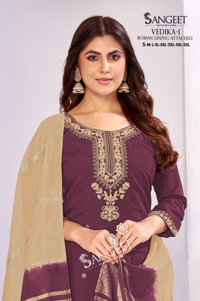 Sangeet Vedika Vol 1 Roman Silk Embroidered Kurti With Bottom Dupatta Set — Wholesale Readymade Suit, MPA wholesale from Surat — view 13