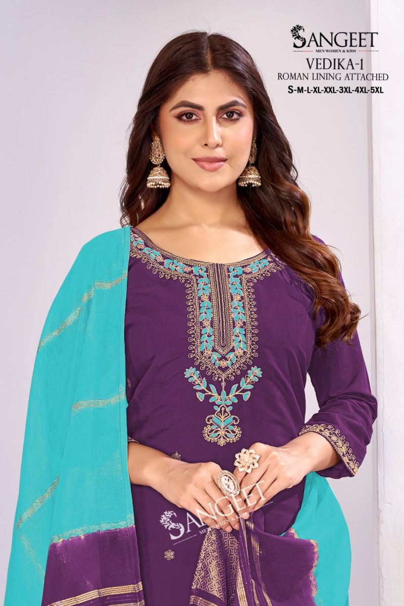 Sangeet Vedika Vol 1 Roman Silk Embroidered Kurti With Bottom Dupatta Set — Wholesale Readymade Suit, MPA wholesale from Surat — view 12