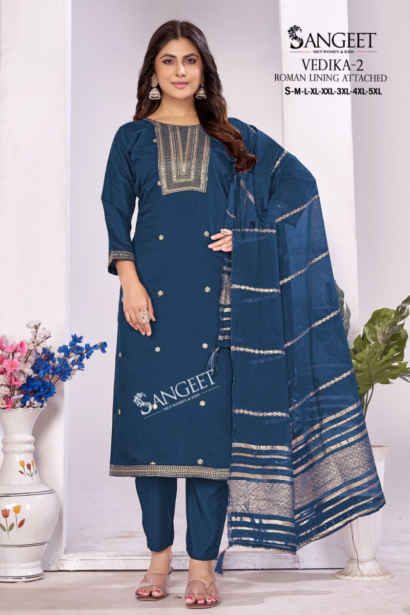 Sangeet Vedika Vol 2 Roman Silk Sequence Worked Kurti Set Catalog