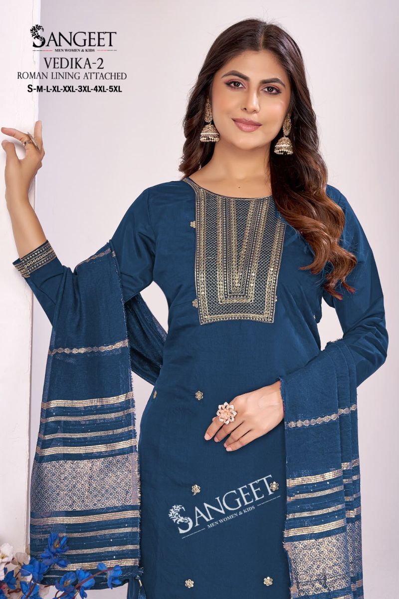 Sangeet Vedika Vol 2 Roman Silk Sequence Worked Kurti Set Catalog — Wholesale Kurtis, Vardan Ethnic wholesale from Surat — view 9