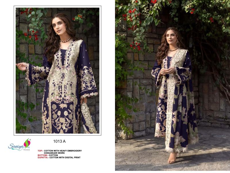 Saniya 1013 A To D Cotton Embroidered Salwar Kameez Catalog — Cotton Dress Material, Vardan Ethnic wholesale from Surat — view 2