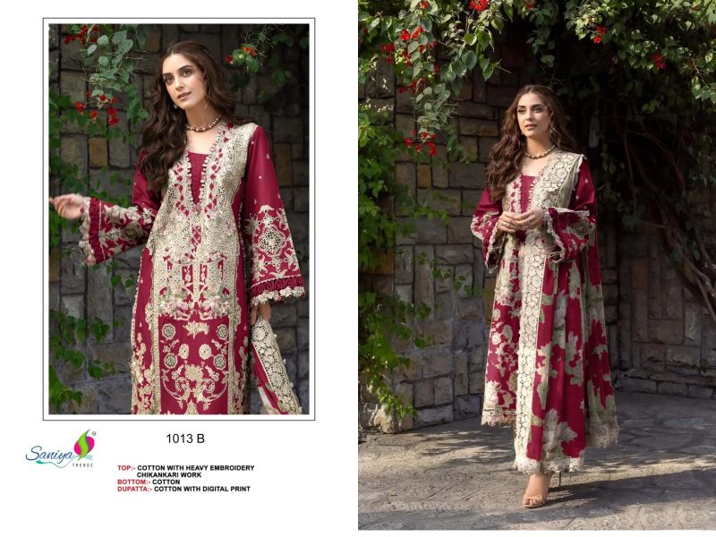 Saniya 1013 A To D Cotton Embroidered Salwar Kameez Catalog — Cotton Dress Material, Vardan Ethnic wholesale from Surat — view 3