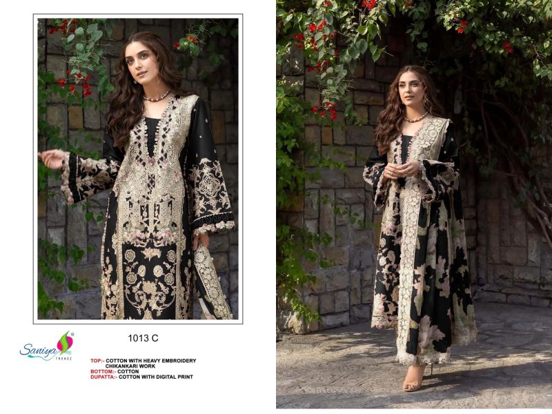Saniya 1013 A To D Cotton Embroidered Salwar Kameez Catalog — Cotton Dress Material, Vardan Ethnic wholesale from Surat — view 4