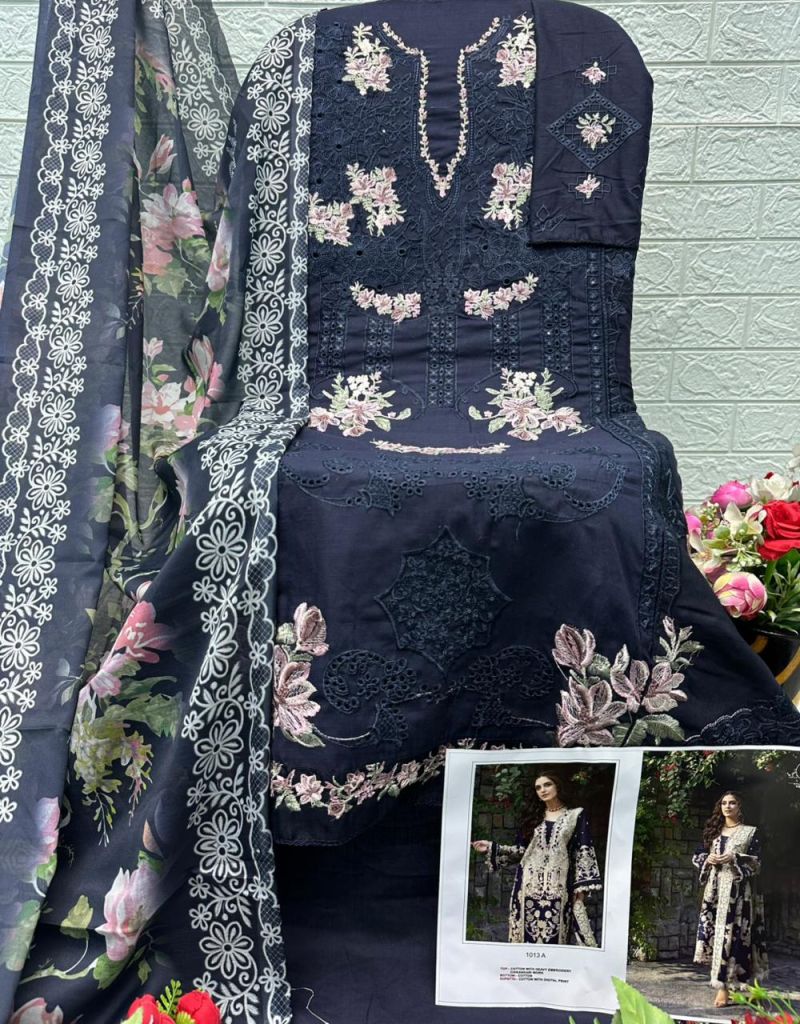Saniya 1013 A To D Cotton Embroidered Salwar Kameez Catalog — Cotton Dress Material, Vardan Ethnic wholesale from Surat — view 5