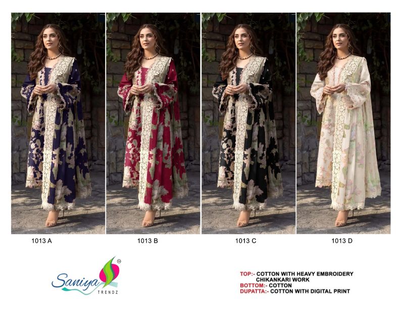 Saniya 1013 A To D Cotton Embroidered Salwar Kameez Catalog — Cotton Dress Material, Vardan Ethnic wholesale from Surat — view 8