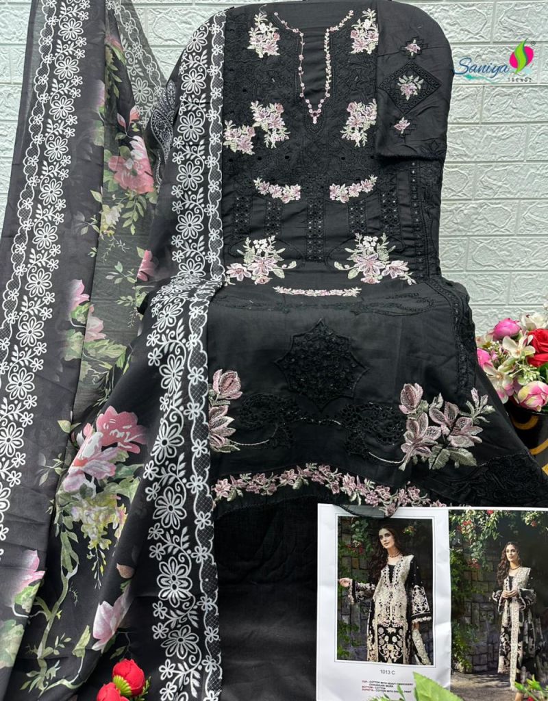 Saniya 1013 A To D Cotton Embroidered Salwar Kameez Catalog — Cotton Dress Material, Vardan Ethnic wholesale from Surat — view 9