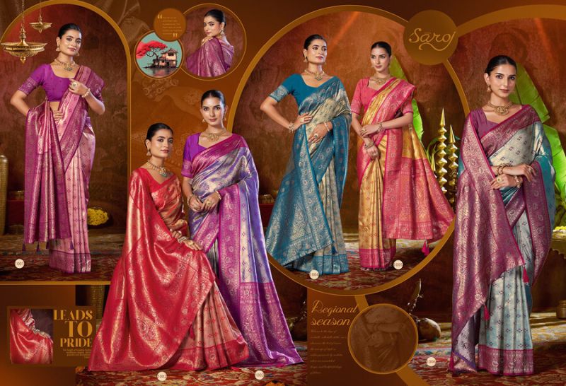 Saroj Niharika Silk Saroski Vol 6 Kanjivaram Silk Saree Catalouge — Wholesale Sarees, Saroj Saree wholesale from Surat — view 2