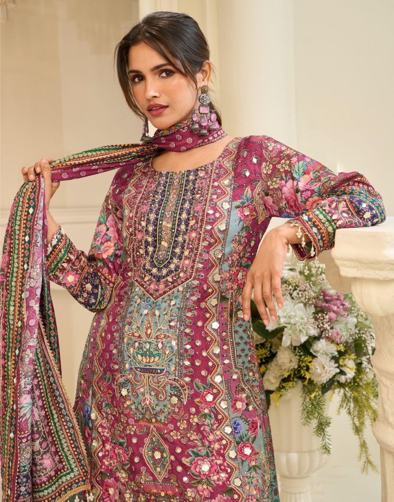 Sayuri Ehsaas Natural Crepe Silk Printed Designer Salwar Kameez — Wholesale Kurtis, Vardan Ethnic wholesale from Surat — view 5