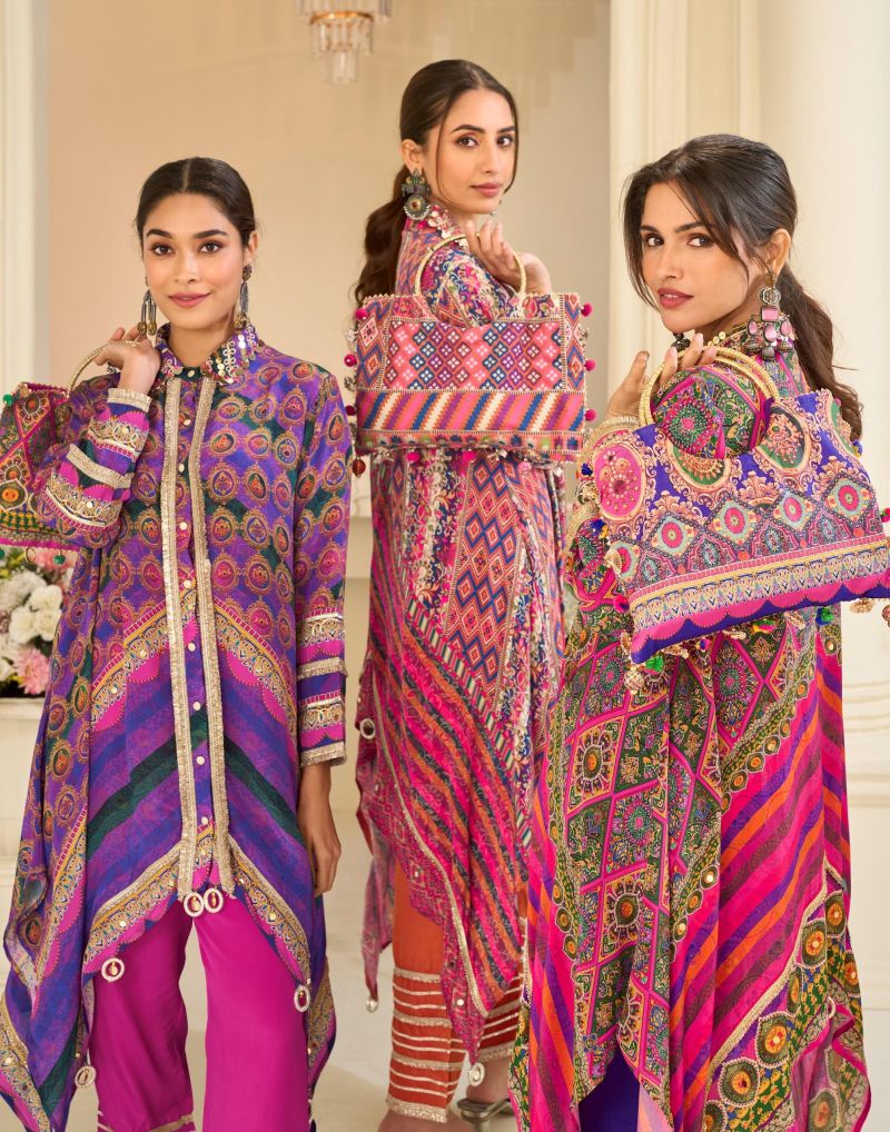 Sayuri Savan Crepe Silk Aari And Gota Patti Work Indo Western — Wholesale Kurti Pant Set, Vardan Ethnic wholesale from Surat — view 5