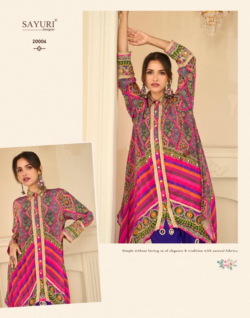 Sayuri Savan Crepe Silk Aari And Gota Patti Work Indo Western — Wholesale Kurti Pant Set, Vardan Ethnic wholesale from Surat — view 2