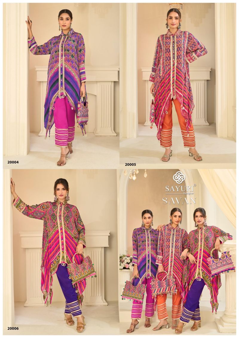 Sayuri Savan Crepe Silk Aari And Gota Patti Work Indo Western — Wholesale Kurti Pant Set, Vardan Ethnic wholesale from Surat — view 7
