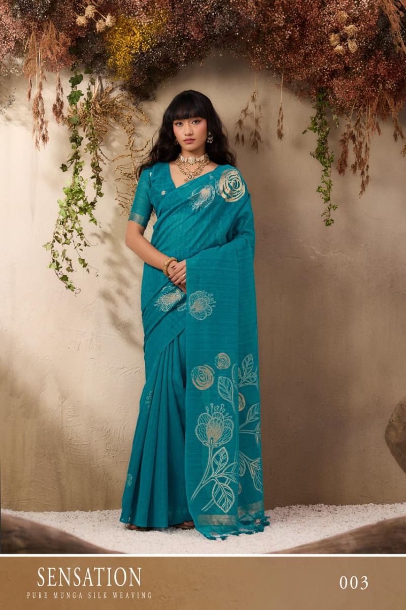 Rajtex Sensation Munga Silk Handloom Weaving Saree Catalog — Festival Sarees, Vardan Ethnic wholesale from Surat — view 3