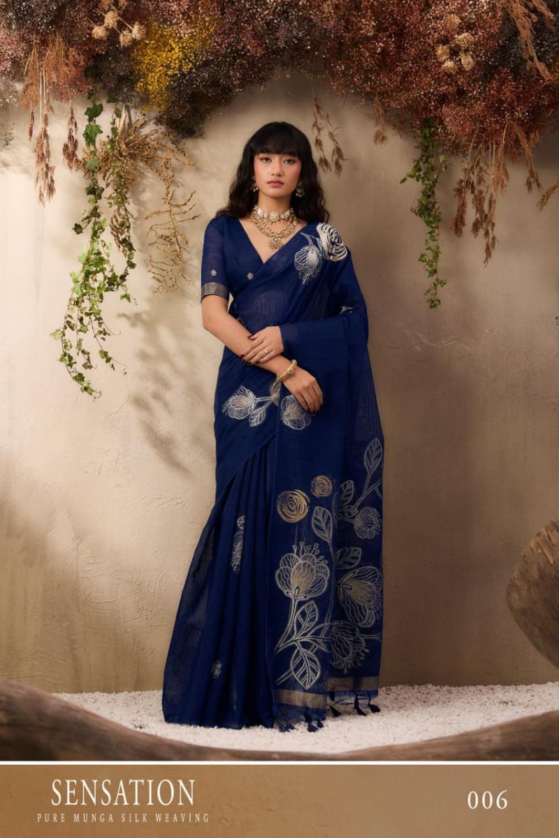 Rajtex Sensation Munga Silk Handloom Weaving Saree Catalog — Festival Sarees, Vardan Ethnic wholesale from Surat — view 6