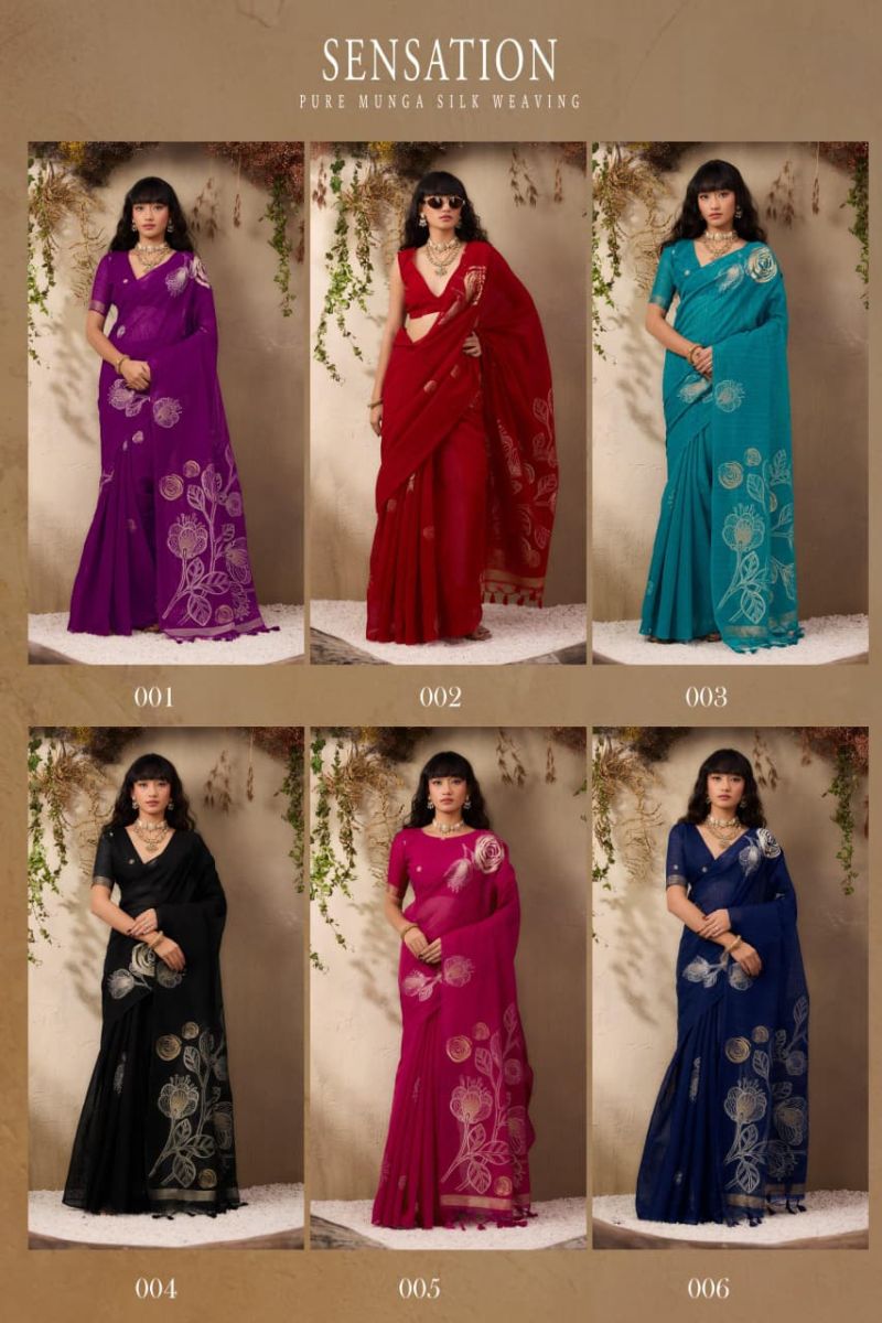 Rajtex Sensation Munga Silk Handloom Weaving Saree Catalog — Festival Sarees, Vardan Ethnic wholesale from Surat — view 2