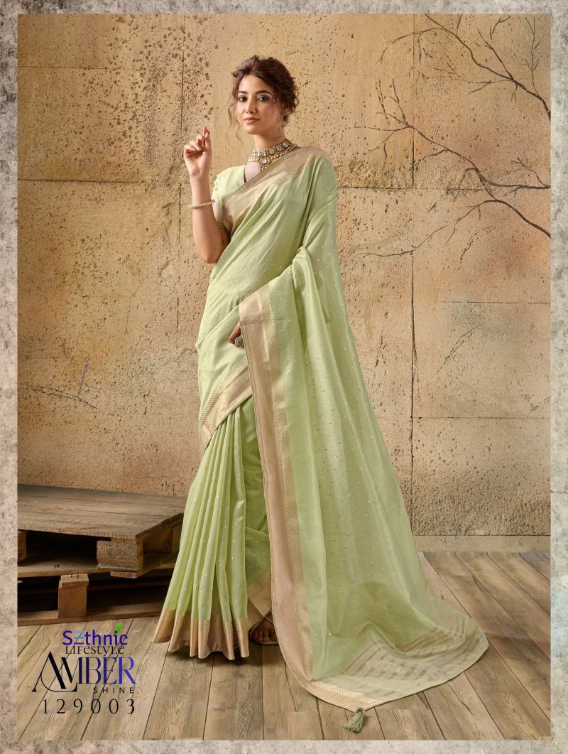Sethnic Amber Shine Tissue Linen Zari Work Saree Catalog — Wholesale Sarees, Sethnic wholesale from Surat — view 8