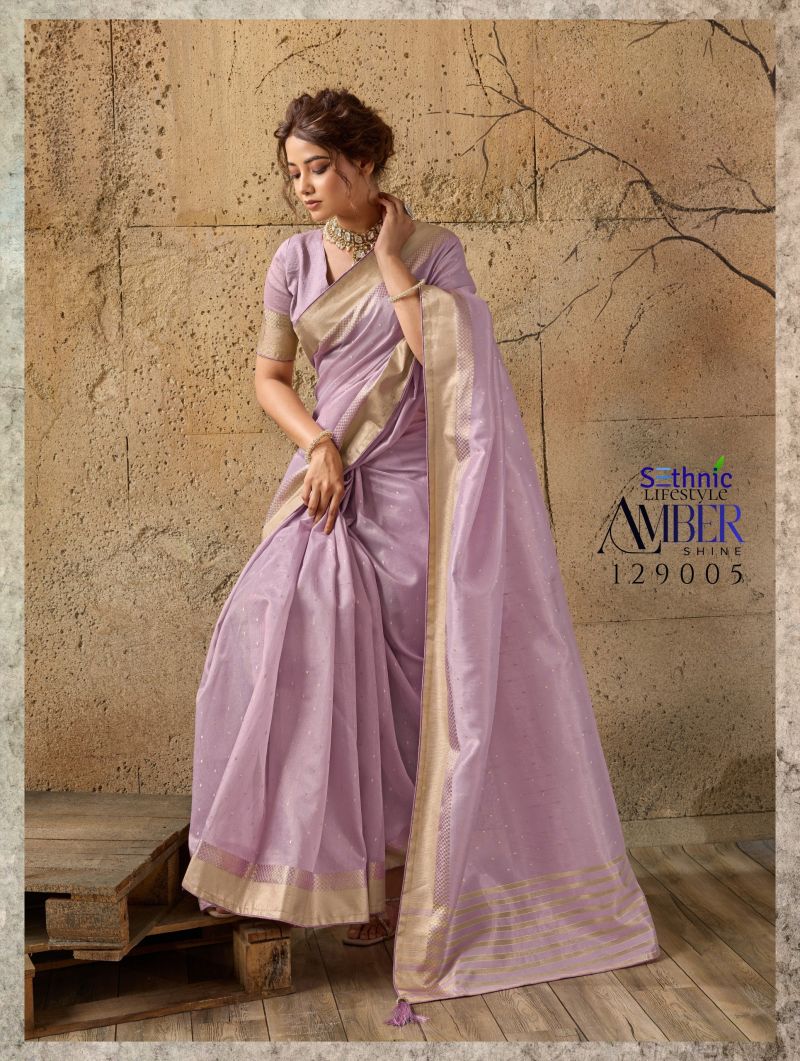 Sethnic Amber Shine Tissue Linen Zari Work Saree Catalog — Wholesale Sarees, Sethnic wholesale from Surat — view 10