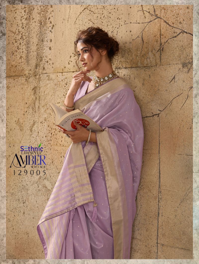 Sethnic Amber Shine Tissue Linen Zari Work Saree Catalog — Wholesale Sarees, Sethnic wholesale from Surat — view 2