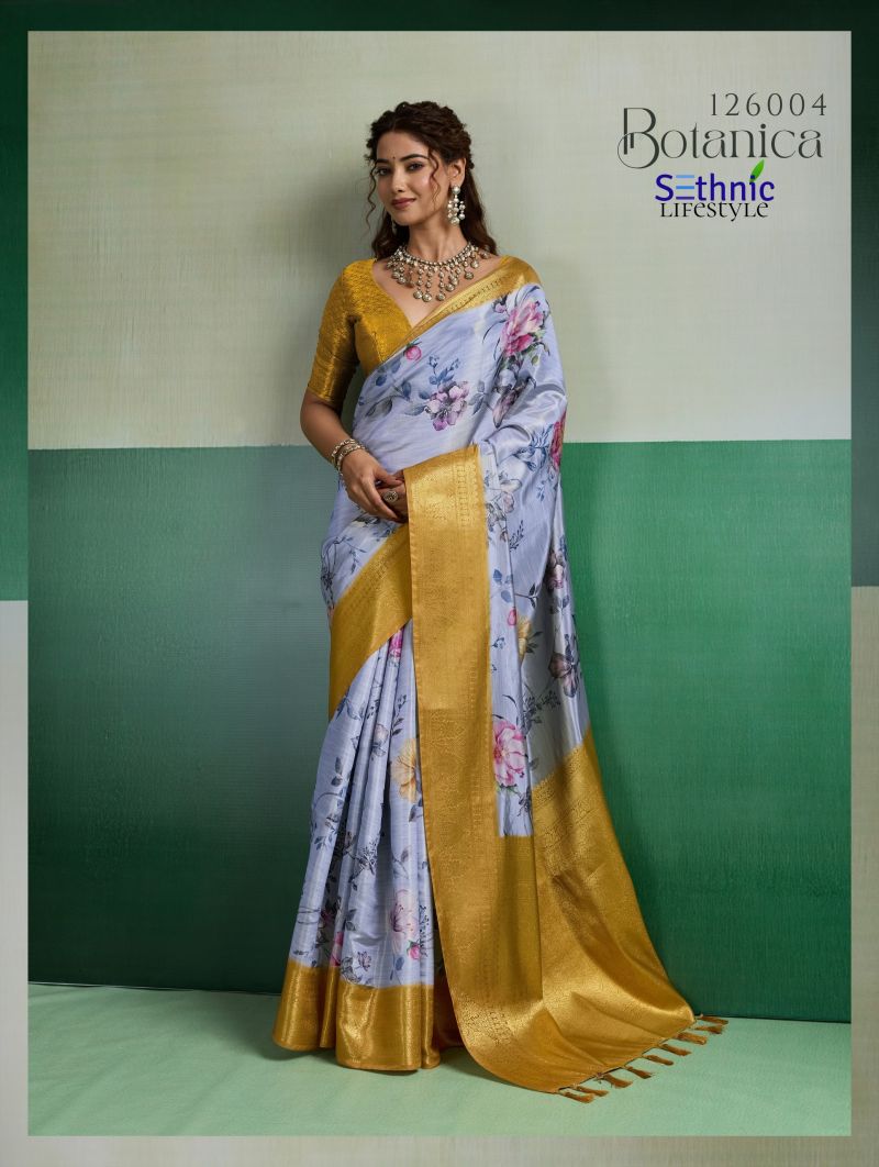 Sethnic Botanica Kanjivram Tissue Silk Floral Digital Printed Saree Catalog — Wholesale Sarees, Vardan Ethnic wholesale from Surat — view 4