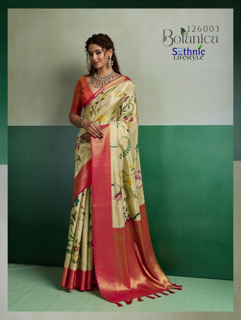 Sethnic Botanica Kanjivram Tissue Silk Floral Digital Printed Saree Catalog — Wholesale Sarees, Vardan Ethnic wholesale from Surat — view 5