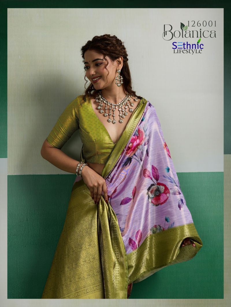 Sethnic Botanica Kanjivram Tissue Silk Floral Digital Printed Saree Catalog — Wholesale Sarees, Vardan Ethnic wholesale from Surat — view 7