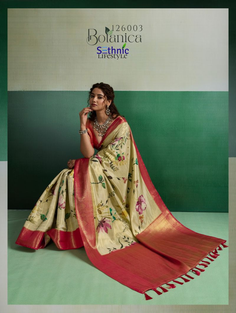 Sethnic Botanica Kanjivram Tissue Silk Floral Digital Printed Saree Catalog — Wholesale Sarees, Vardan Ethnic wholesale from Surat — view 9