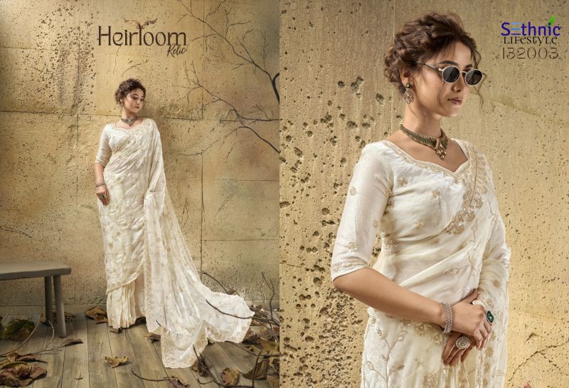 Sethnic Heirloom Relic Velvet Satin Zari Work Designer Saree — Wholesale Sarees, Sethnic Lifestyle wholesale from Surat — view 2