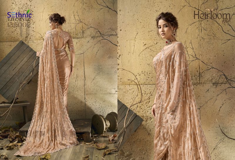 Sethnic Heirloom Relic Velvet Satin Zari Work Designer Saree — Wholesale Sarees, Sethnic Lifestyle wholesale from Surat — view 7
