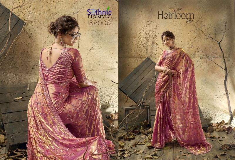 Sethnic Heirloom Relic Velvet Satin Zari Work Designer Saree — Wholesale Sarees, Sethnic Lifestyle wholesale from Surat — view 6