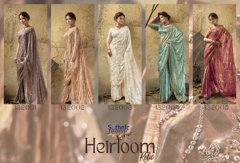 Sethnic Heirloom Relic Velvet Satin Zari Work Designer Saree — Wholesale Sarees, Sethnic Lifestyle wholesale from Surat — view 4