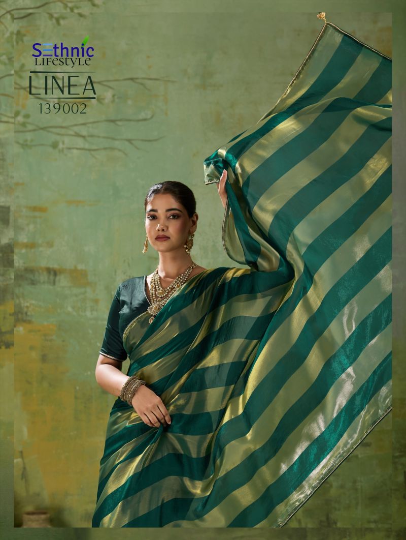 Sethnic Linea Velvet Satin Gold Patta Saree Catalog — Wholesale Sarees, Vardan Ethnic wholesale from Surat — view 10