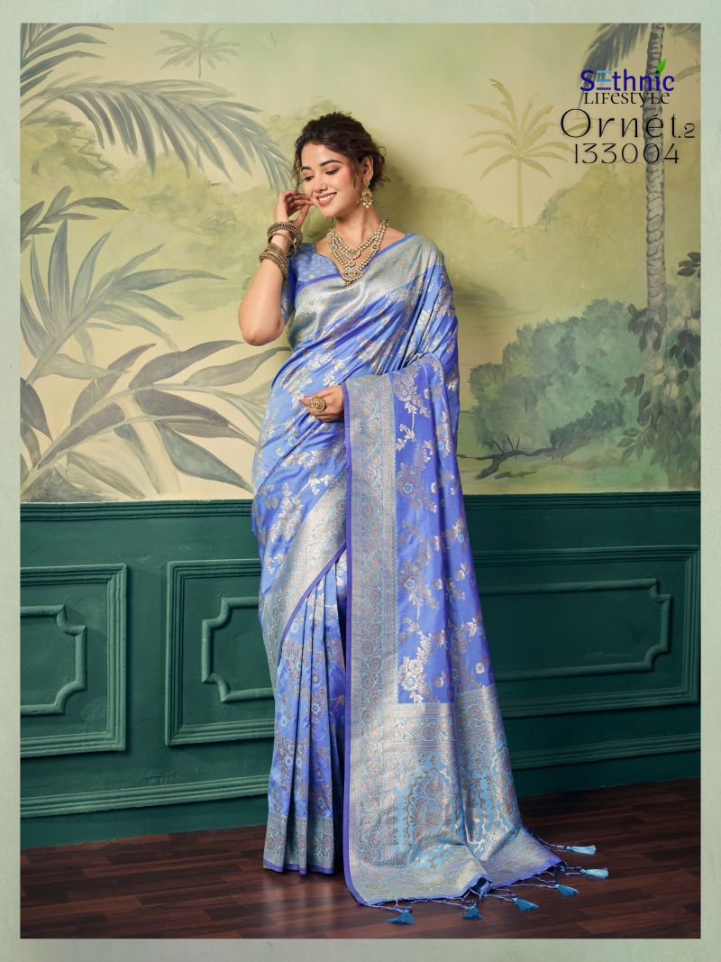 Sethnic Ornet Vol 2 Two Tone Banarasi Silk Zari Saree — Wholesale Sarees, Sethnic Lifestyle wholesale from Surat — view 9