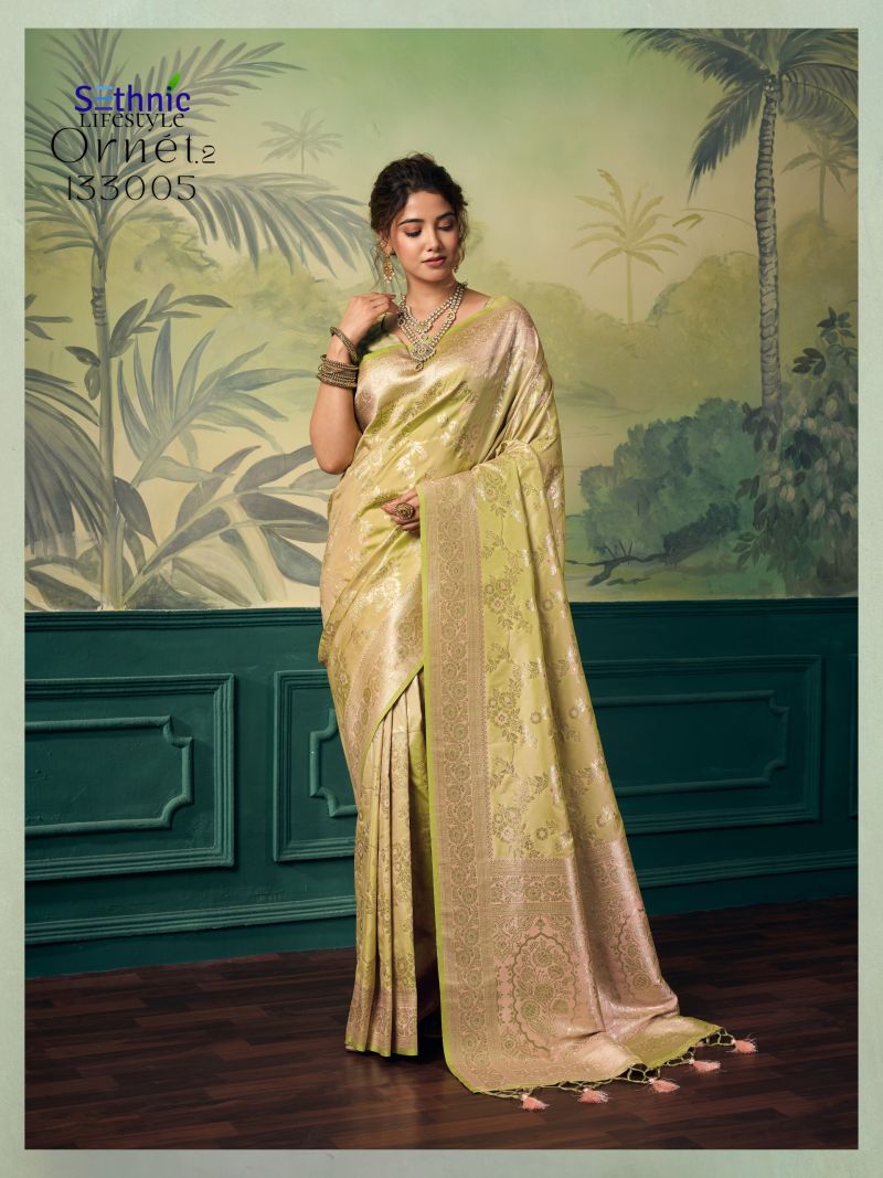 Sethnic Ornet Vol 2 Two Tone Banarasi Silk Zari Saree — Wholesale Sarees, Sethnic Lifestyle wholesale from Surat — view 8