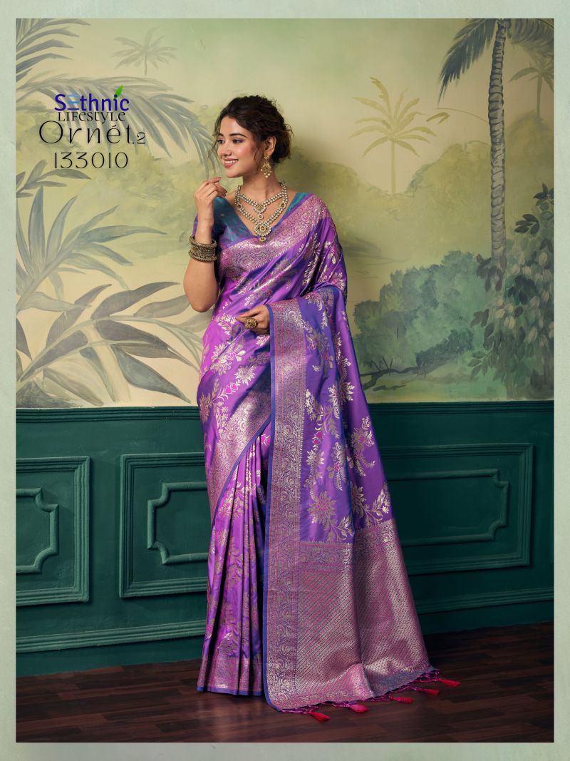 Sethnic Ornet Vol 2 Two Tone Banarasi Silk Zari Saree — Wholesale Sarees, Sethnic Lifestyle wholesale from Surat — view 6