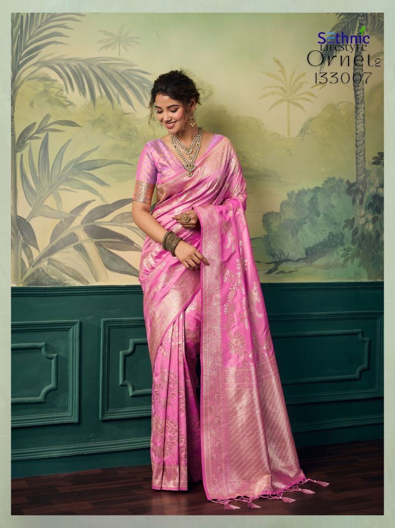 Sethnic Ornet Vol 2 Two Tone Banarasi Silk Zari Saree — Wholesale Sarees, Sethnic Lifestyle wholesale from Surat — view 4