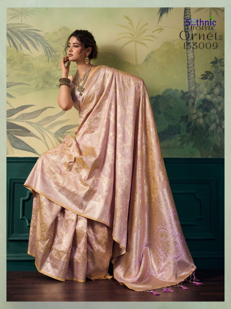 Sethnic Ornet Vol 2 Two Tone Banarasi Silk Zari Saree — Wholesale Sarees, Sethnic Lifestyle wholesale from Surat — view 3