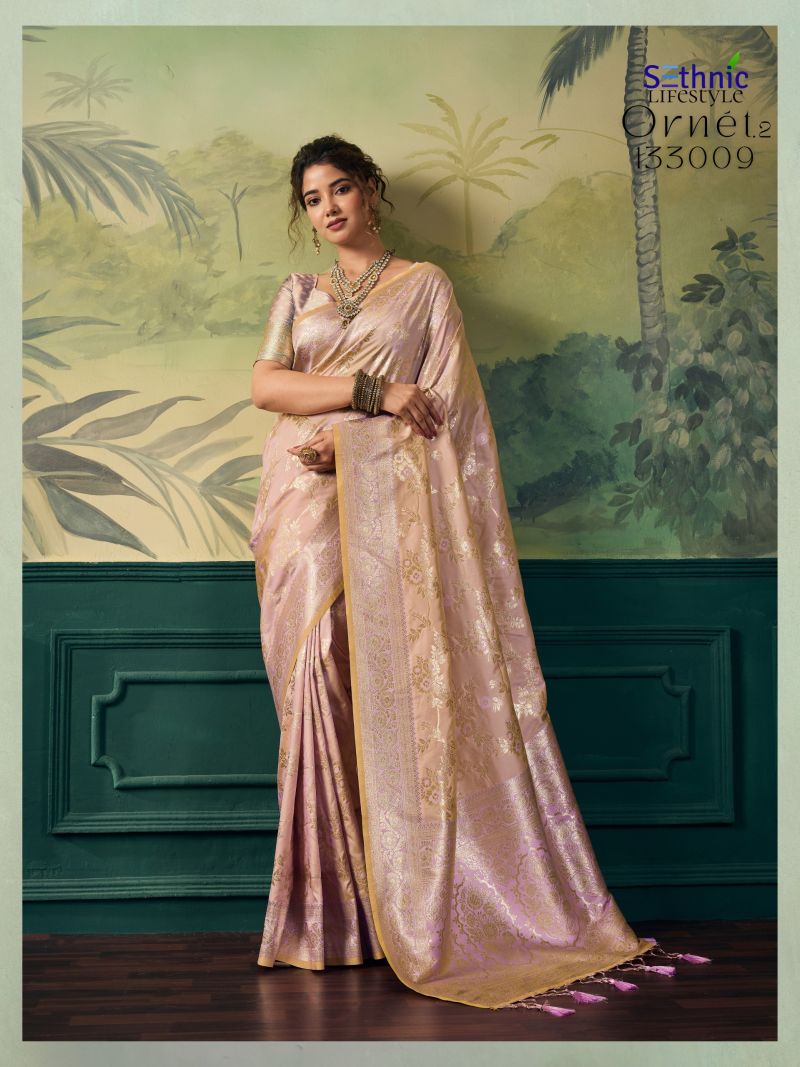 Sethnic Ornet Vol 2 Two Tone Banarasi Silk Zari Saree — Wholesale Sarees, Sethnic Lifestyle wholesale from Surat — view 2