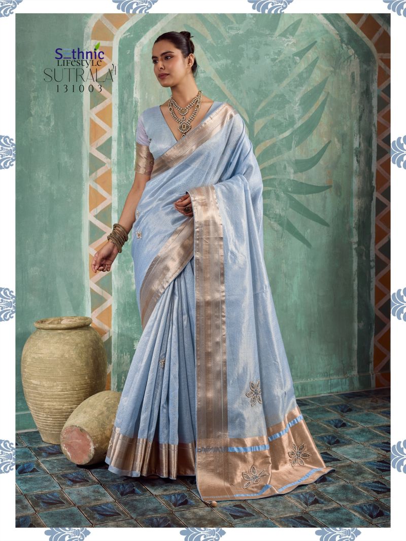 Sethnic Sutrala Vol 4 Tissue Cotton HandWork Saree Catalog — Wholesale Sarees, Sethnic Lifestyle wholesale from Surat — view 3